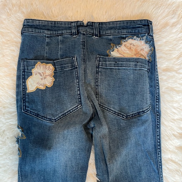 Pilcro Anthropologie high rise rose patch bootcut trouser jeans size 27 - Picture 11 of 11